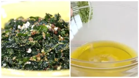 Add the Breadcrumbs & Make the Parmesan Vinaigrette