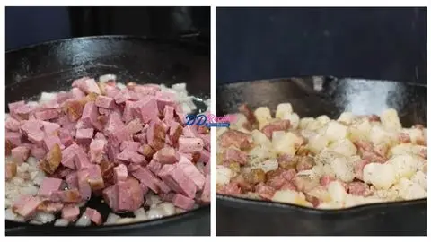 Add the Corned Beef & Incorporate Potatoes and Season