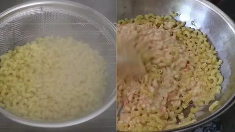 Rinse and Drain & Combine Pasta and Dressing
