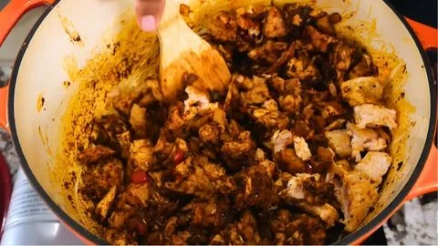 Adding Vegetables, Spices & Chicken